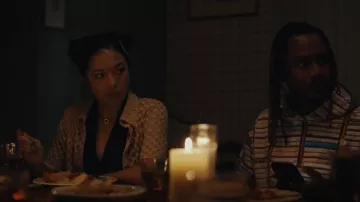 Find Me Now Sand Harmony Button Down worn by Emma (Christine Ko) as seen in DAVE (S03E05)