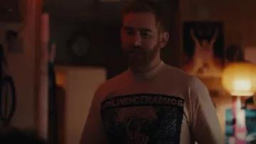 Online Ceramics Nature Nurture T-Shirt Beige worn by Mike (Andrew Santino) as seen in DAVE (S03E06)
