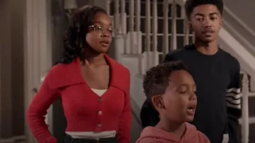 Helmut Lang Crop Cardigan porté par Diane Johnson (Marsai Martin) vu en noirâtre (S08E01)