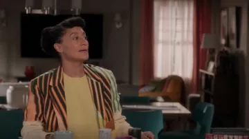 Dries Van Noten Blanchet Jacket worn by Rainbow Johnson (Tracee Ellis Ross) as seen in black-ish (S08E08)