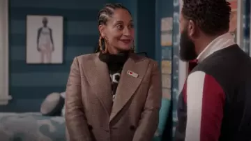 Sandro Floyd Double Breasted Blazer worn by Rainbow Johnson (Tracee Ellis Ross) as seen in black-ish (S08E04)