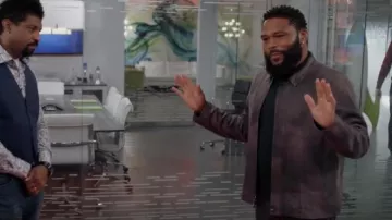 John Varvatos Leather Zip Jacket worn by Andre 'Dre' Johnson (Anthony Anderson) as seen in black-ish (S08E13)