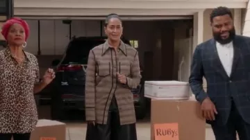 Nanushka Orah Checked Shirt worn by Rainbow Johnson (Tracee Ellis Ross) as seen in black-ish (S08E13)