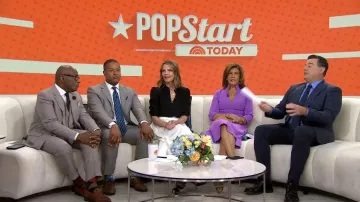 Prada Floral-Appliquéd Sandals worn by Savannah Guthrie as seen in Today on June 5, 2023