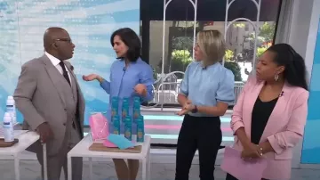 Vero Moda Kerry Short Sleeve Crew Neck T-Shirt by Aware worn by Dylan Dreyer as seen in Today on  June 5, 2023