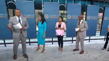 Chiara Boni La Petite Robe Stretch Jersey Dress in Muhe Blue worn by Gayatri Devi as seen in Today on  June 5, 2023