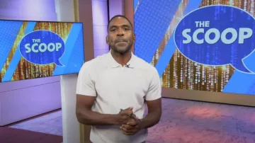 Reiss Gammo Half Zip Velour Side Stripe Polo Shirt worn by Justin Sylvester as seen in Today  with Hoda & Jenna on June 5, 2023