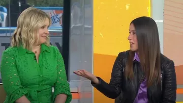 All Saints Leoni Biker Jacket worn by Soleil Moon Frye as seen in Today on  June 6, 2023