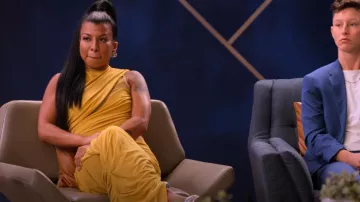 Loud Brand Studio Oiyl Drape Dress In Olive worn by Yoly Rojas as seen in The Ultimatum: Queer Love (S01E10)