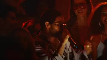 Shady Lady Long Sleeve Pajama Top in Lavender Dog Print worn by Tedros (The Weeknd) as seen in The Idol (S01E01)