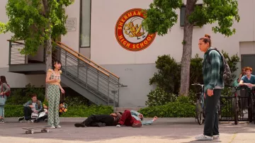 Vans checkerboard slip-on sneakers worn by Trent Harrison (Benjamin A. Norris) as seen in Never Have I Ever (S04E03)