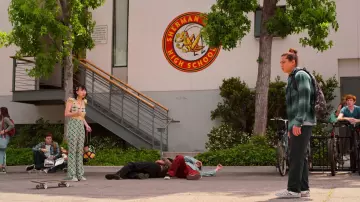 Vans checkerboard slip-on sneakers worn by Trent Harrison (Benjamin A. Norris) as seen in Never Have I Ever (S04E03)