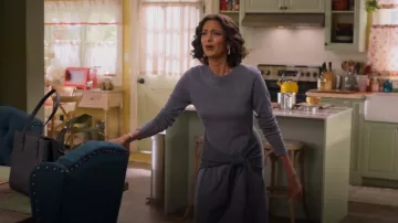 Derek Lam 10 Crosby Tie-Front Mélange Wool-Blend Dress worn by Nalini Vishwakumar (Poorna Jagannathan) as seen in Never Have I Ever (S04E04)