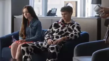 Kapital Cow Pat­tern Fleece Easy Pants worn by Chase Dubek (Case Walker) as seen in The Other Two (S03E07)
