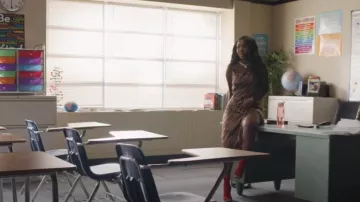 Only Tiger Print Satin Midi Dress worn by Misha Taylor (Jessie Woo) as seen in A La Carte (S01E04)