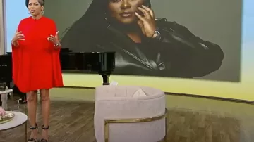 Gianvito Rossi Bijoux Puffy Napa Ankle Cuff High Heel Sandalias usadas por Tamron Hall como se ve en Tamron Hall el 6 de junio de 2023