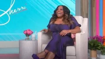 Ganni Ruched Printed Stretch Mesh Midi Dress worn by Sherri Shepherd as seen in Sherri on June 9, 2023