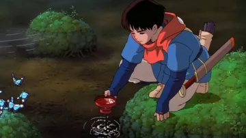 Cuenco japonés rojo usado por Ashitaka (Billy Crudup) en la película Princess Mononoke