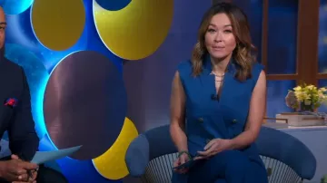 Veronica Beard Amika Stretch Cotton Vest usado por Eva Pilgrim como se ve en Good Morning America el 9 de junio de 2023