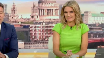 Robe midi Me + Em Textured Cap Sleeve portée par Charlotte Hawkins vue dans Good Morning Britain le 26 mai 2023