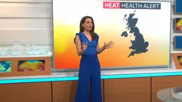 Zara Culottes en bleu encre portées par Laura Tobin comme vu dans Good Morning Britain le 9 juin 2023