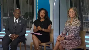 Vince Camuto Robe à la taille à pois à fleurs portée par Dylan Dreyer comme vu dans Aujourd’hui le 8 juin 2023