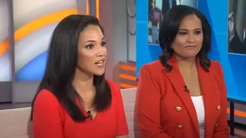 Veronica Beard Miller Dickey Chaqueta en rojo llama usada por Kristen Welker como se ve en Today el 9 de junio de 2023