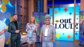 River Island PU Suit Jacket In Green worn by Andrew FitzSimons as seen in Good Morning America on June 12, 2023
