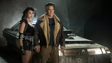 Fur Collar Leather Bomber Jacket worn by Ashley 'Ash' J. Williams (Bruce Campbell) in Ash vs Evil Dead (Season 3 Episode 10)