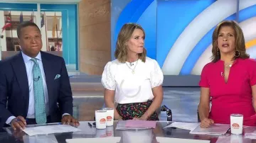 Jason Wu Eyelet Puff-Sleeve Tee worn by Savannah Guthrie as seen in Today on June 13, 2023