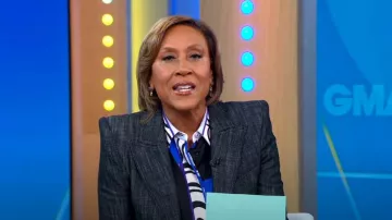Chemise en soie imprimée Emilio Pucci Hanami portée par Robin Roberts vue dans Good Morning America le 13 juin 2023