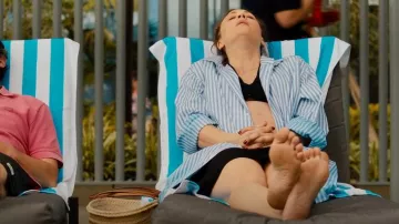 Marni Striped Shirtdress worn by Ava Bartlett (Kaley Cuoco) as seen in Based on a True Story (S01E04)