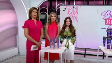 Reiss Dalilah Print Tie Front Satin Blouse b porté par Bobbie Thomas dans Today with Hoda & Jenna le 13 juin 2023