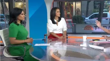 LK Bettnne Rosalie Green Crepe Fit and Flare Dress worn by Kristen Welker as seen in Today on June 14, 2023