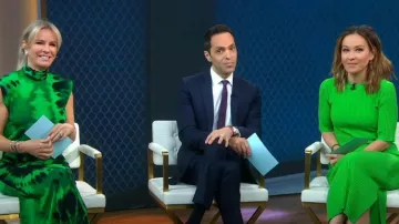 Frame Mixed Rib Midi Sweater Dress worn by Eva Pilgrim as seen in Good Morning America on  June 15, 2023