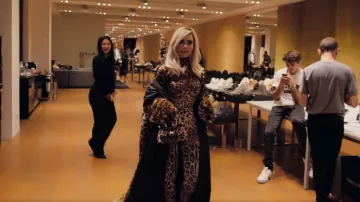 Dolce & Gabbana KIM DOLCE&GABBANA Leopard Print Floor Length Coat worn by Kim Kardashian as seen in The Kardashians (S03E04)