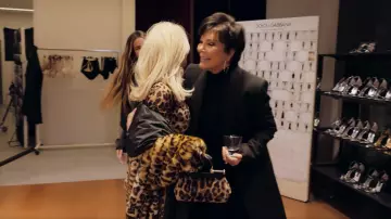 Dolce & Gabbana Miss Sicily Leopard Print Top Handle Bag worn by Kim Kardashian as seen in The Kardashians (S03E04)