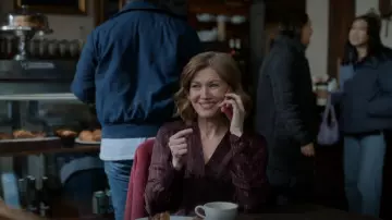 Judith & Charles Orion Printed Long-Sleeve Blouse worn by Lily Devereaux (Mireille Enos) as seen in Lucky Hank (S01E07)