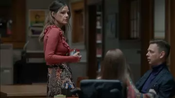 Maeve Ruffled Wrap Maxi Skirt worn by Gracie DuBois (Suzanne Cryer) as seen in Lucky Hank (S01E08)