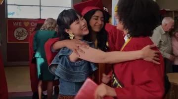 Self Portrait Denim One Shoulder Top worn by Eleanor Wong (Ramona Young) as seen in Never Have I Ever (S04E10)