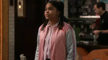 Stella McCartney Rainbow Embroidered Bomber Jacket worn by Millicent (Jaidyn Triplett) as seen in iCarly (S03E04)