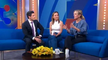 Meryll Rogge Cropped Flare Zip Pants worn by Jennifer Ashton as seen in Good Morning America on  June 16, 2023