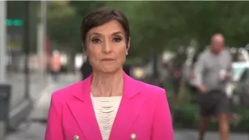 Generation Love Delilah Blazer in Magenta worn by Catherine Herridge as seen in CBS Mornings on  June 16, 2023