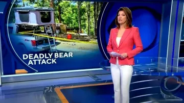 Veronica Beard Judy Flare Hem Pantalones usados por Norah O'Donnell como se ve en CBS Evening News el 16 de junio de 2023