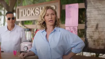 Frame Oversized Shirt - Oxford Blue worn by Maisy-May (Julia Stiles) as seen in The Lake (S02E03)