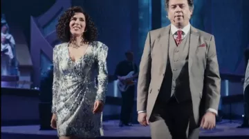 Maje Rivya Dress worn by Judy Gemstone (Edi Patterson) as seen in The Righteous Gemstones (S02E09)