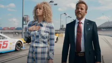 St John Collection Plaid Jacquard Knit Jacket worn by Tiffany Freeman (Valyn Hall) as seen in The Righteous Gemstones (S03E01)