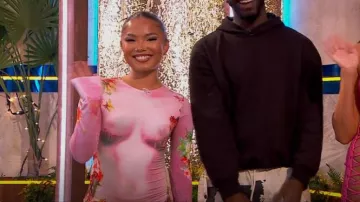 Jean Paul Gaultier Body Flower Trompe L'Oeil Maxi Dress worn by Ruchee Gurung as seen in Love Island: Aftersun (S10E02)