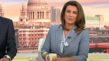 Mango Peak Lapel Suit Blazer worn by Susanna Reid as seen in Good Morning Britain on June 19, 2023