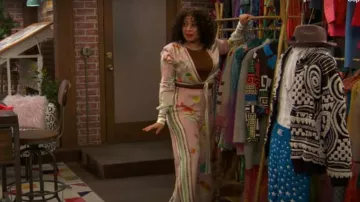 Casablanca Food-Print Wrap Blouse worn by Raven Baxter (Raven-Symoné) as seen in Raven's Home (S06E07)